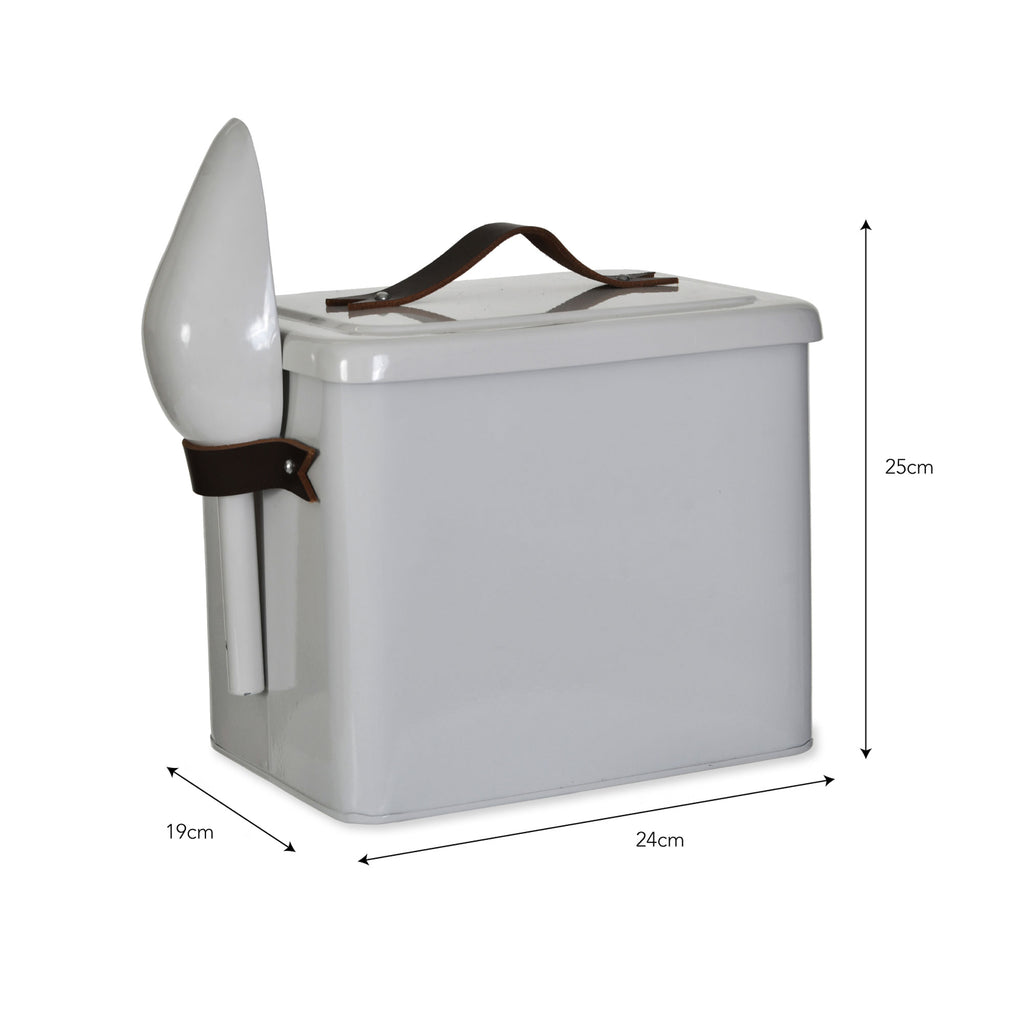 Pet Food and Treat Bin With Leather Handles - Cream