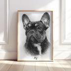 Personalised Black & White Pencil Sketch Dog and Pet Print