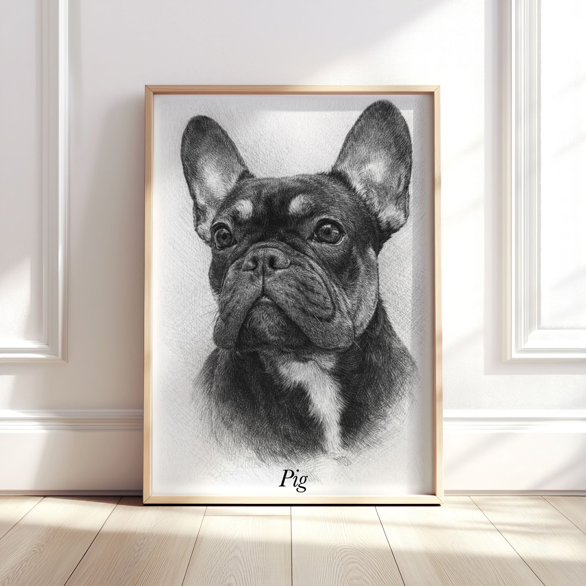Personalised Black & White Pencil Sketch Dog and Pet Print