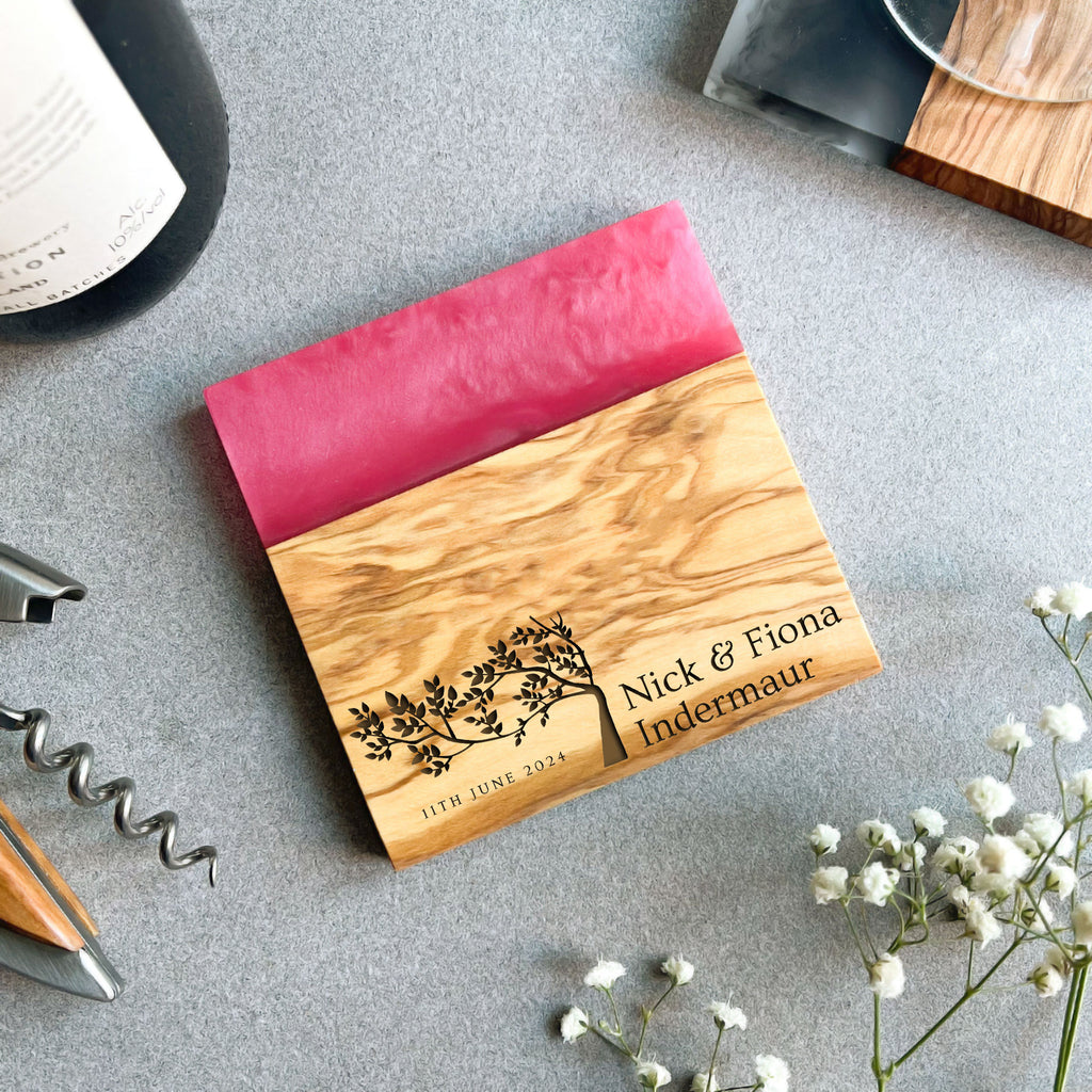 Personalised Olive Wood Drinks Coaster