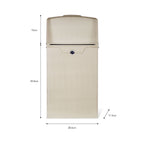 Beige lighter with dimensions indicated on a white background