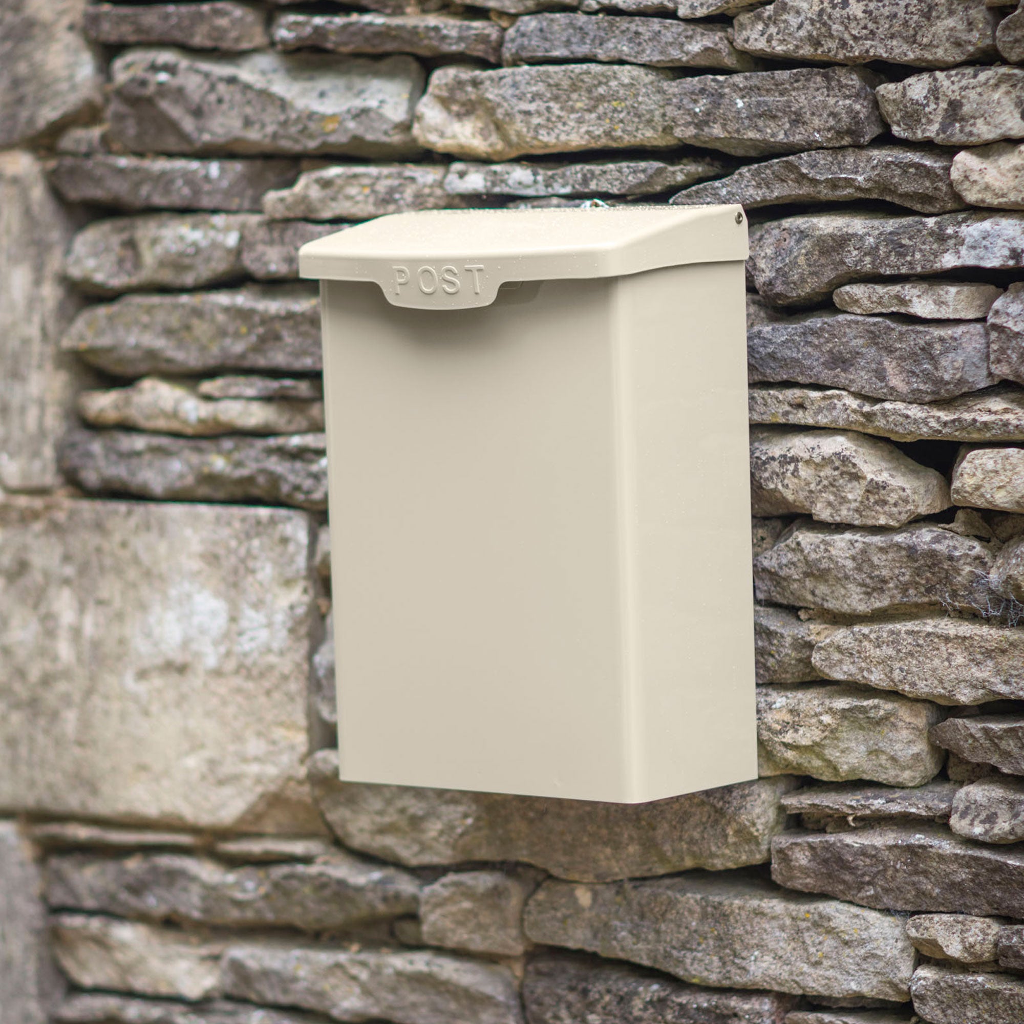 Steel Lockable Post Box - in Cream or Grey