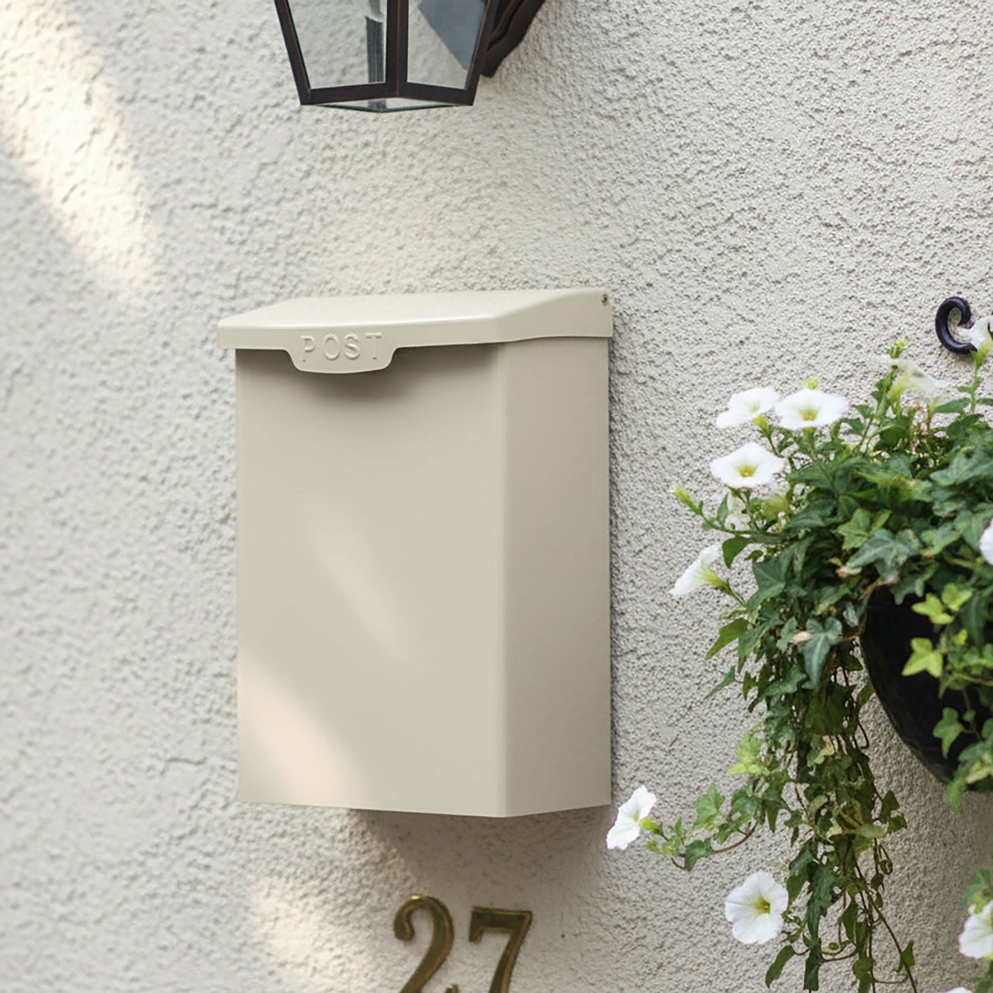 Steel Lockable Post Box - in Cream or Grey