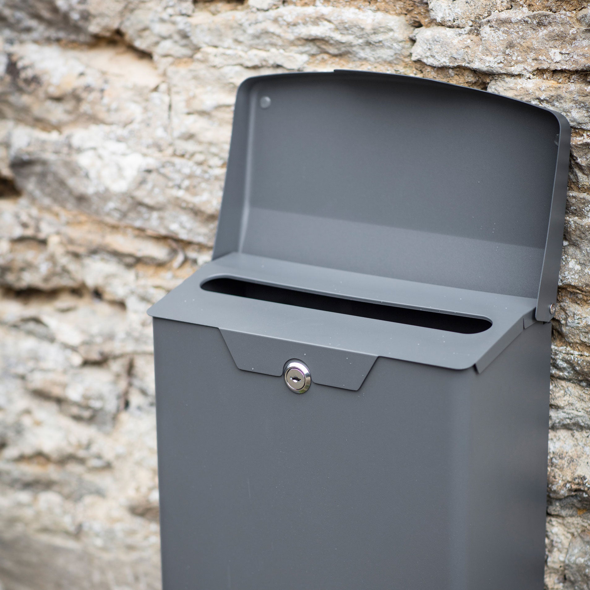 Steel Lockable Post Box - in Cream or Grey