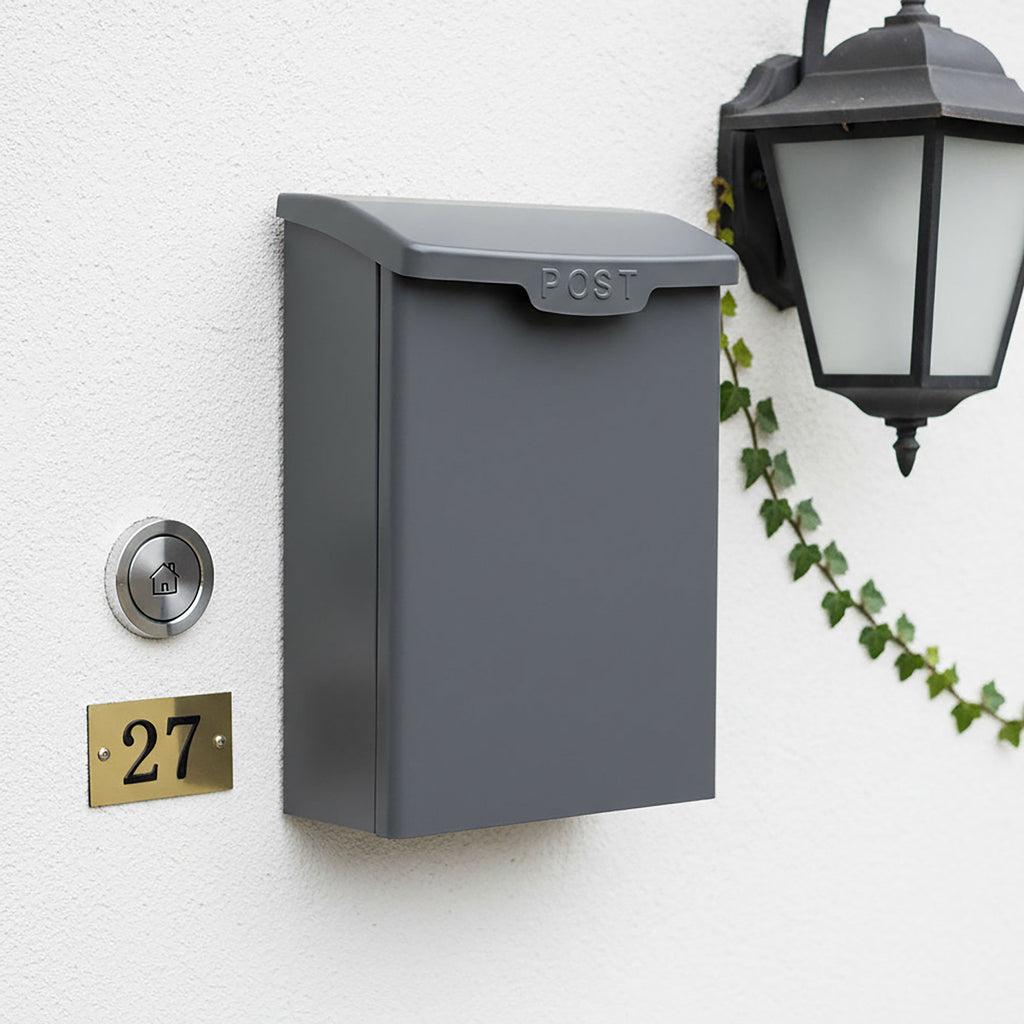 Steel Lockable Post Box - in Cream or Grey