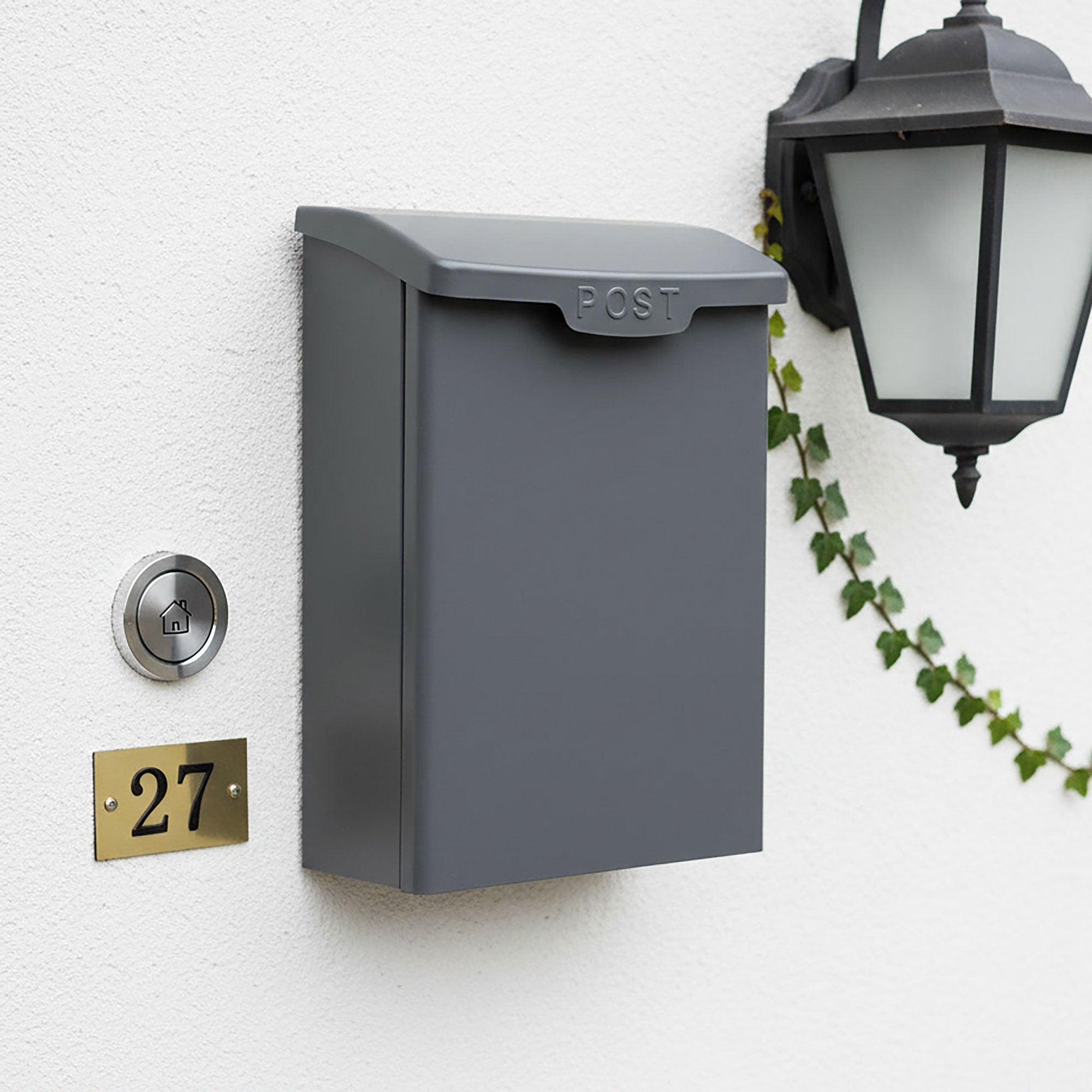 Steel Lockable Post Box - in Cream or Grey