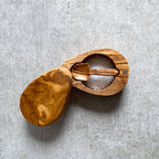 Handcrafted Olive Wood Salt Pot with Integrated Spoon