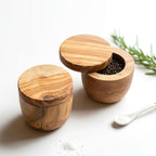 Olive Wood Pinch Pot with Magnetic Lid
