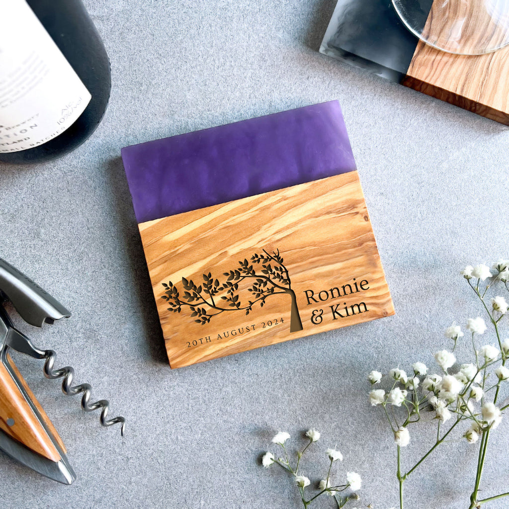 Personalised Olive Wood Drinks Coaster