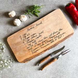 Personalised Handwritten Family Recipe Rustic Chopping Board