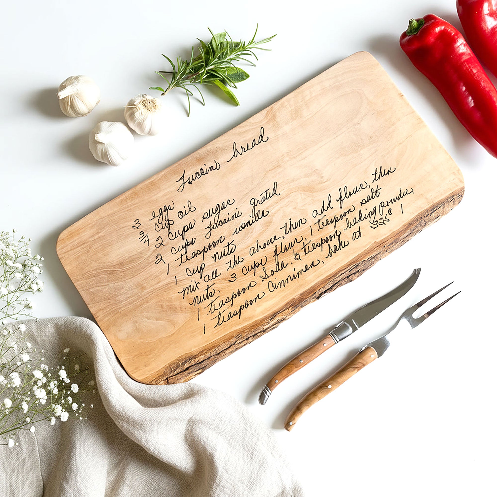 Engraved Handwritten Family Recipe Board