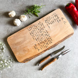 Personalised Handwritten Family Recipe Rustic Chopping Board