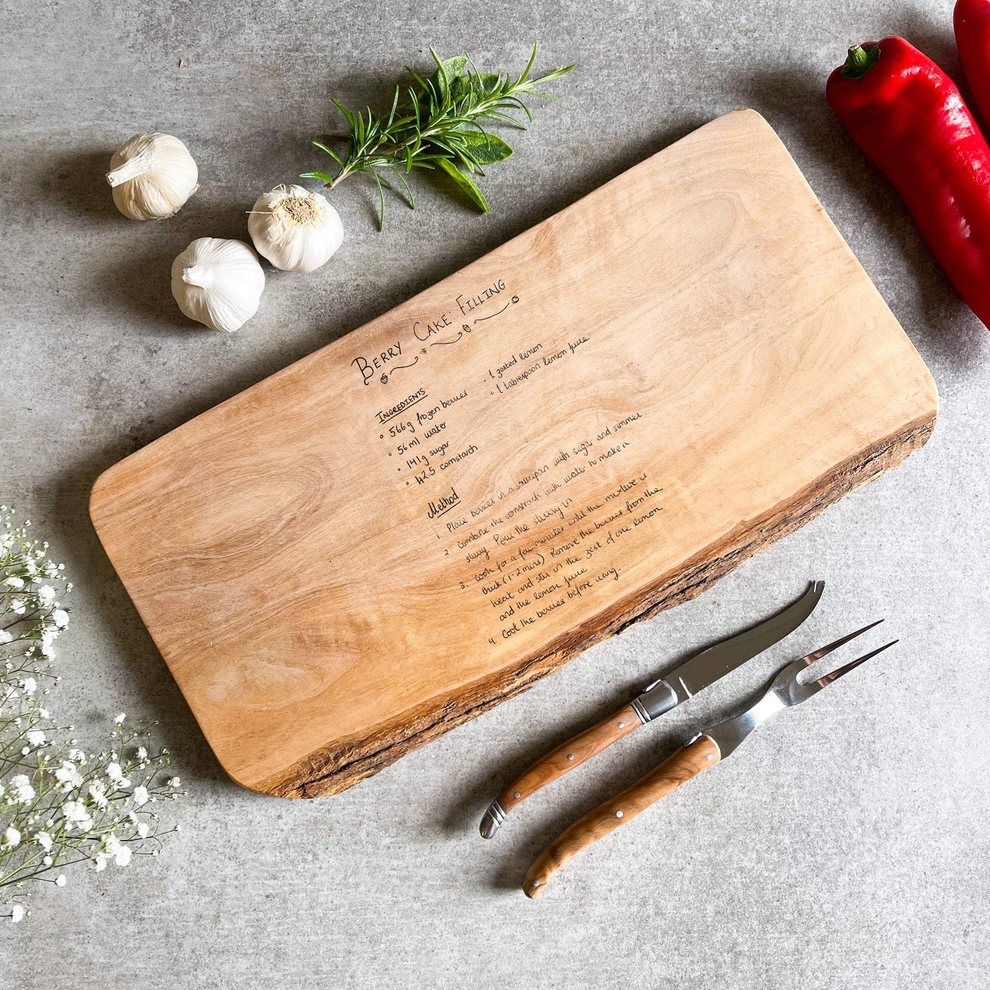 Engraved Handwritten Family Recipe Board