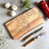 Personalised Handwritten Family Recipe Rustic Chopping Board