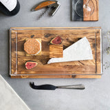 Traditional Olive Wood Rectangular Cheese / Cake Board with Plastic Protective Dome