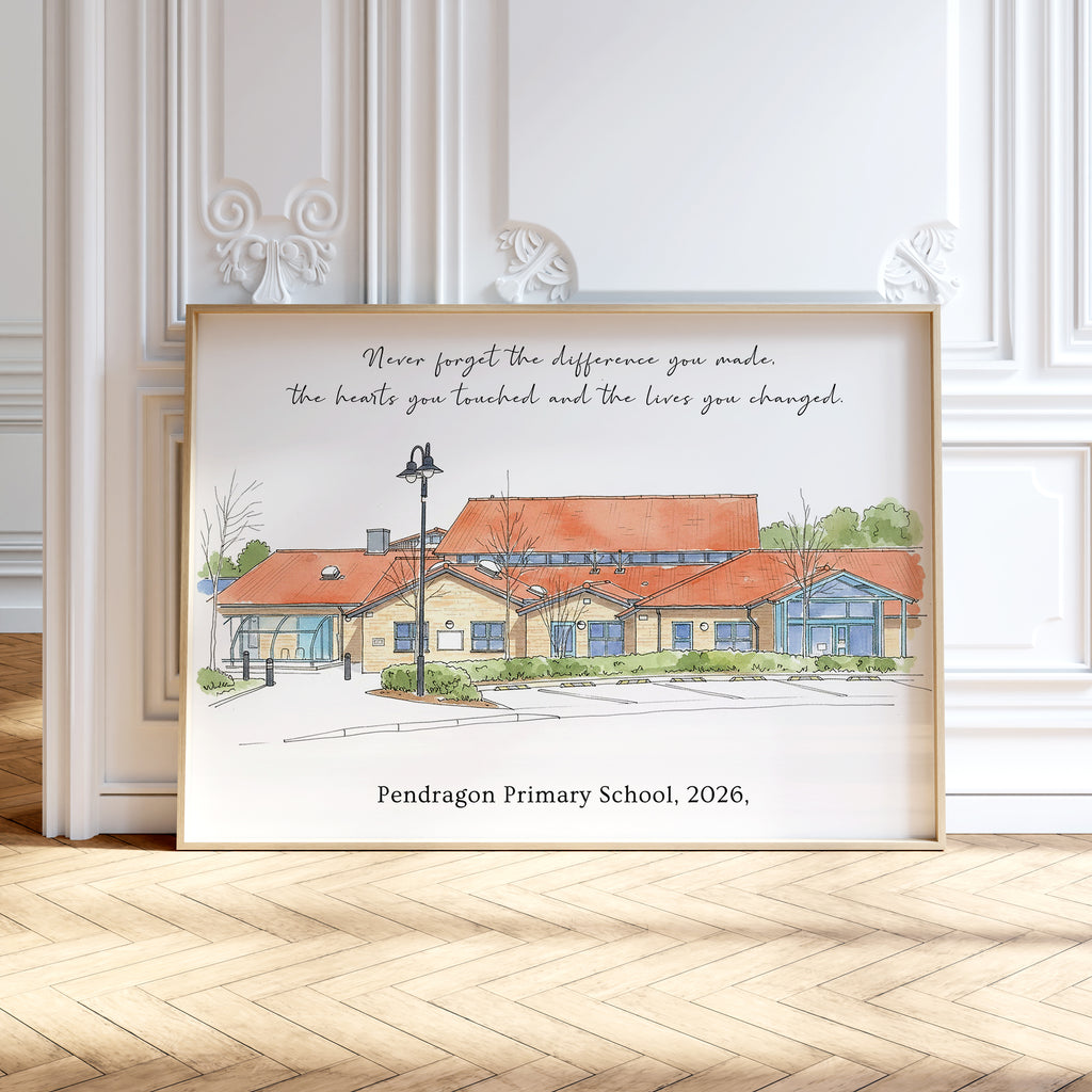 Personalised Workplace Illustration Portrait Print | Retirement Gift