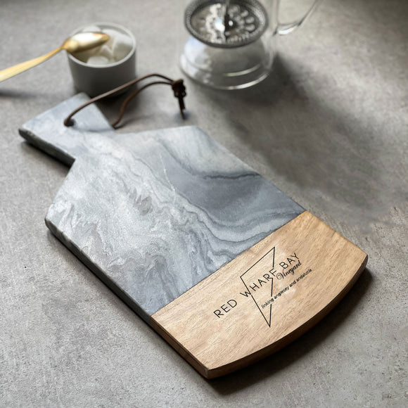 Your Own Logo Marble & Acacia Wood Cheese Board - 35cm x 18cm