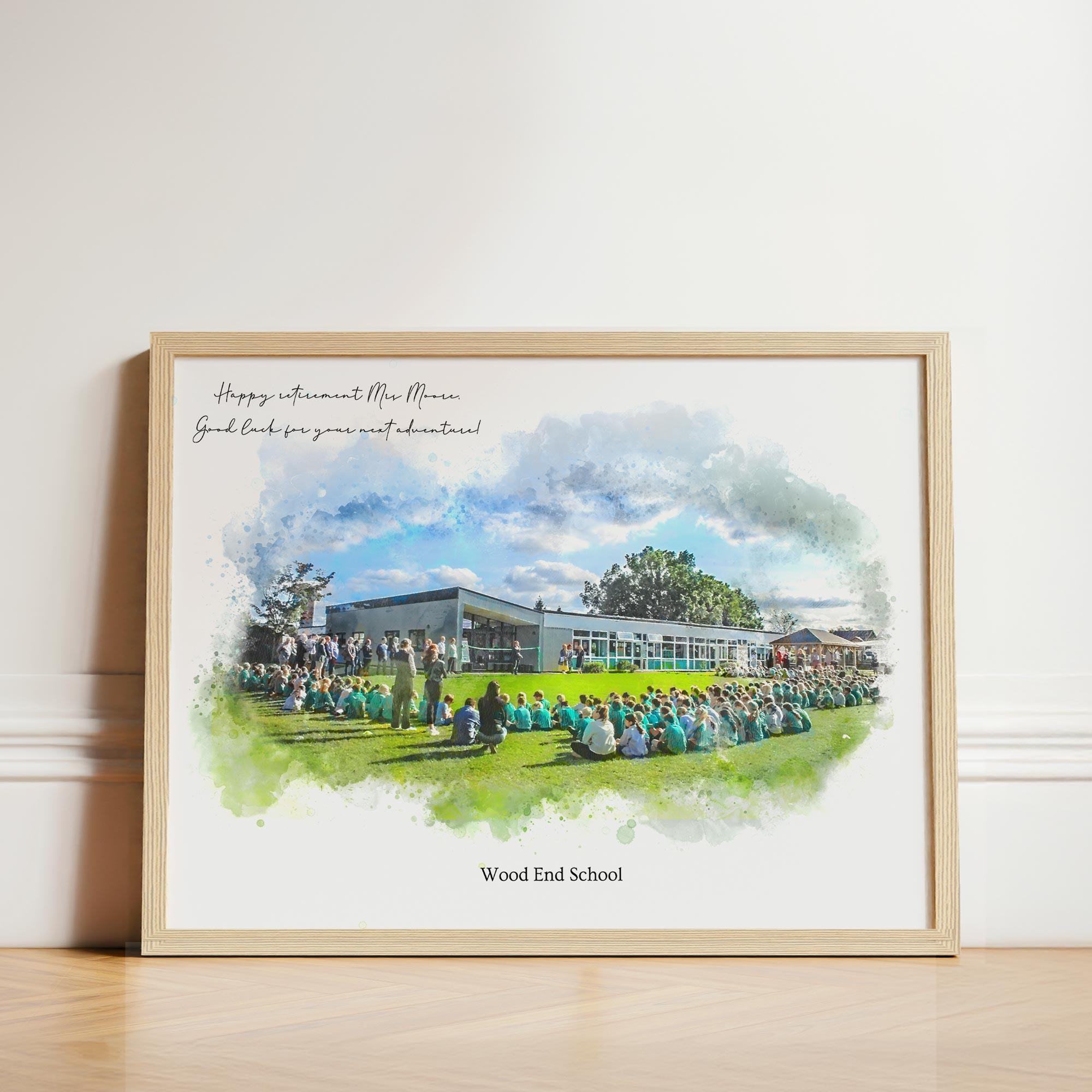 Personalised Workplace Watercolour Portrait Print | Retirement Gift