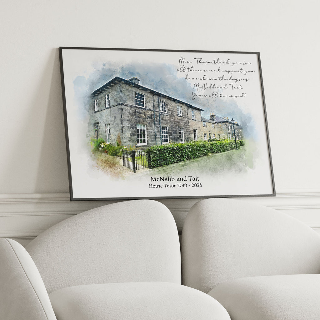 Personalised Workplace Watercolour Portrait Print | Retirement Gift