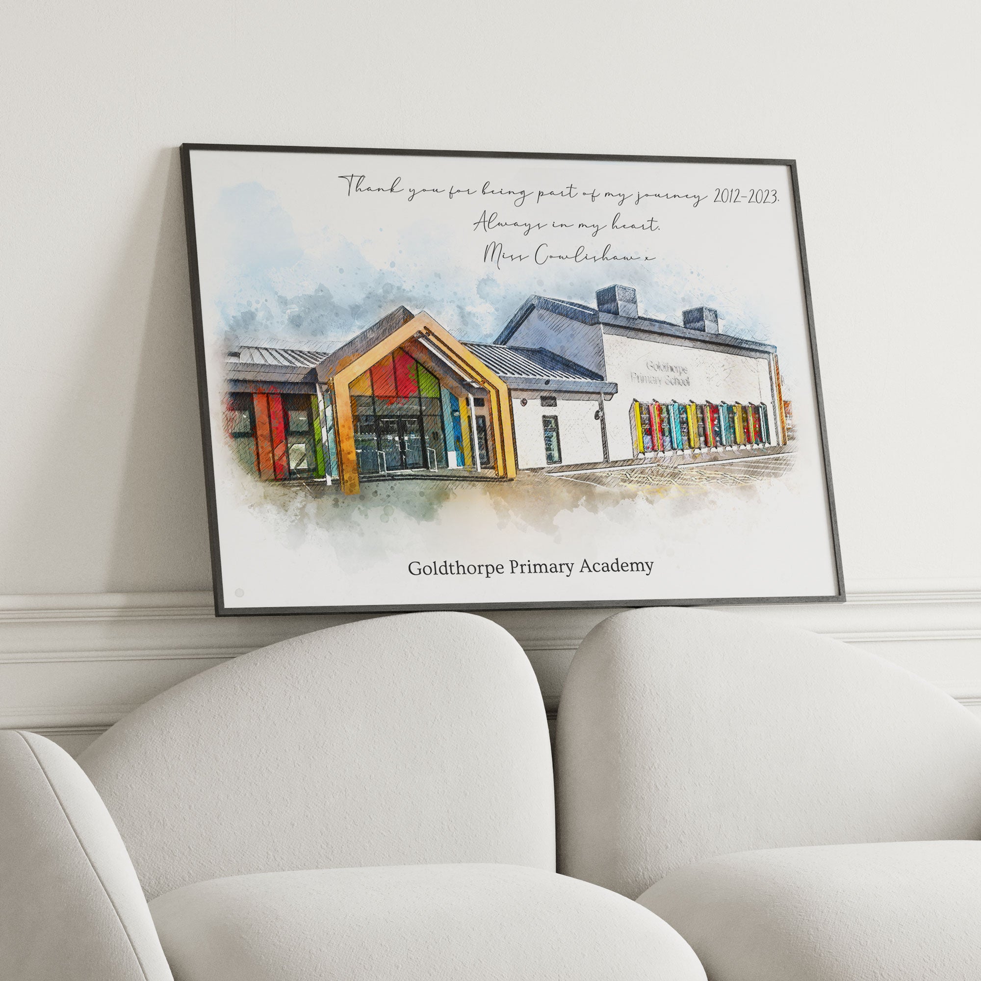 Personalised Workplace Watercolour Portrait Print | Retirement Gift