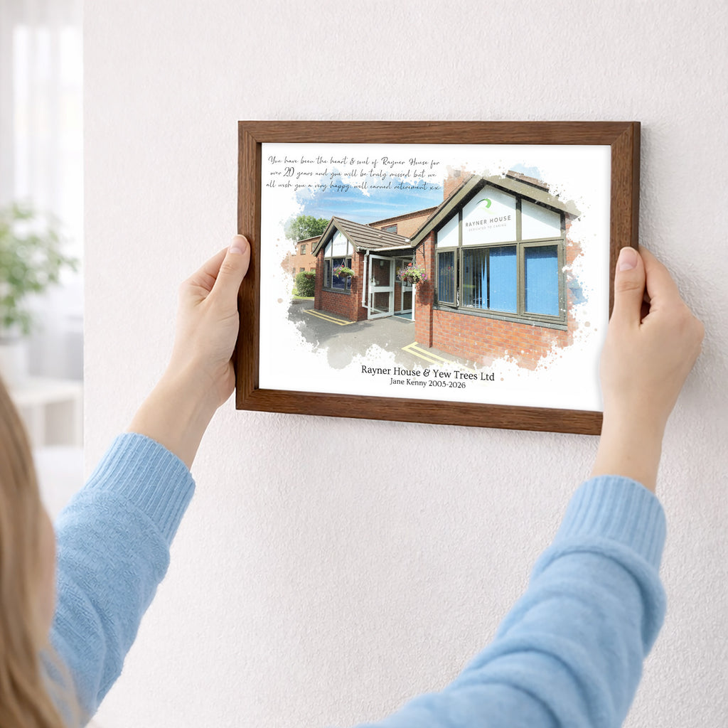 Personalised Workplace Watercolour Portrait Print | Retirement Gift