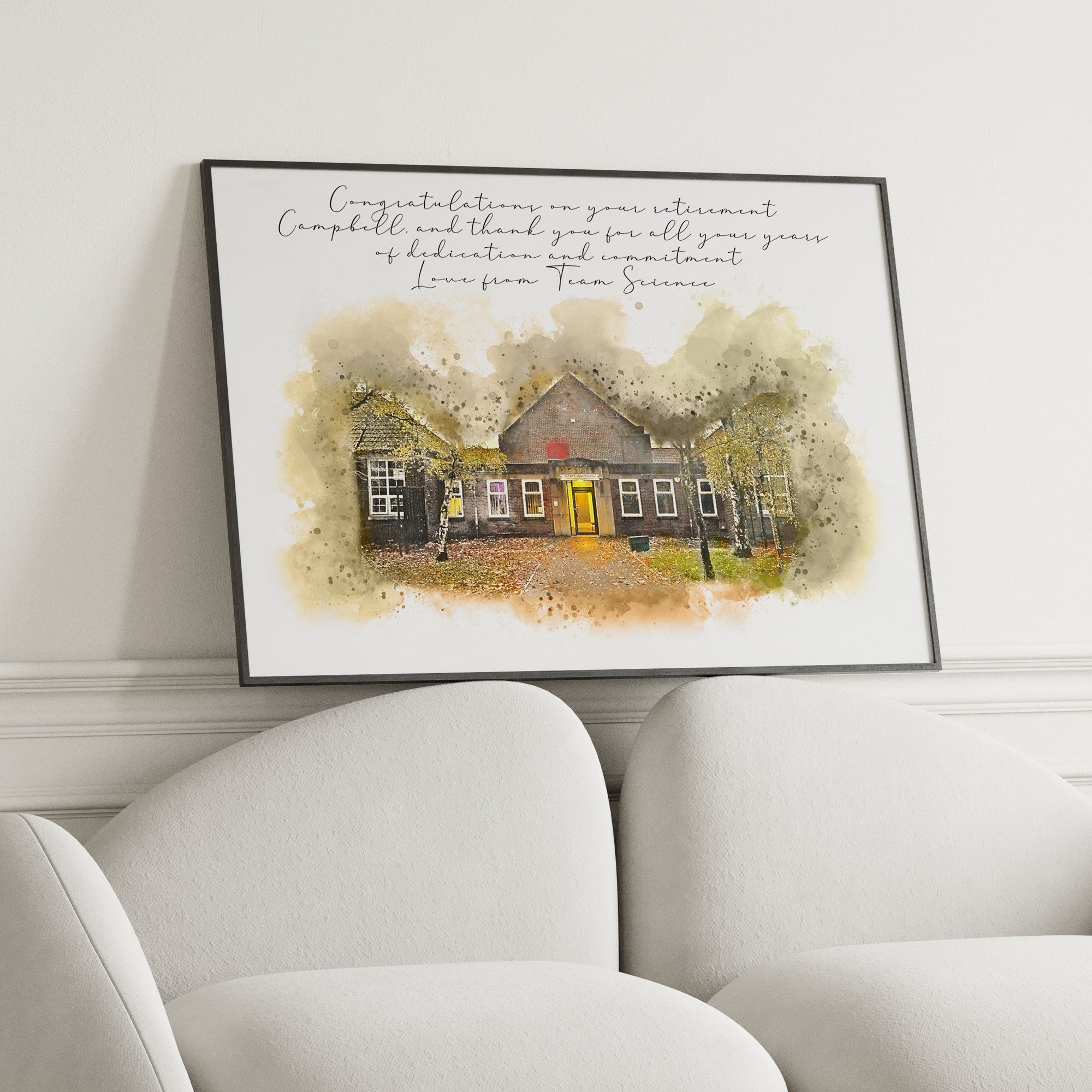 Personalised Workplace Watercolour Portrait Print | Retirement Gift