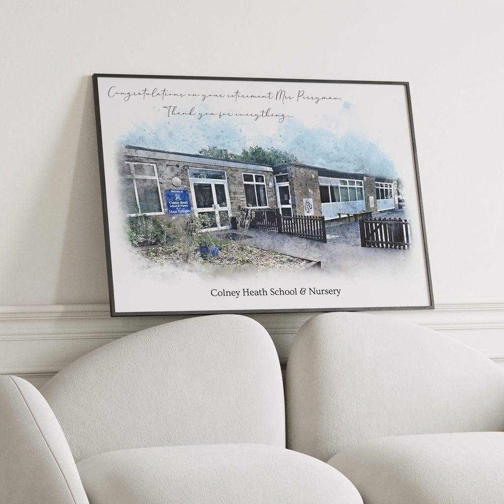 Personalised Workplace Watercolour Portrait Print | Retirement Gift
