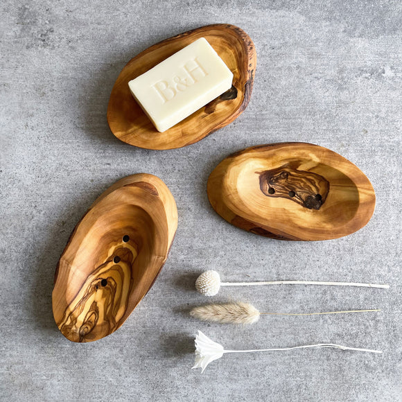 Natural Rustic Olive Wood Soap Dish