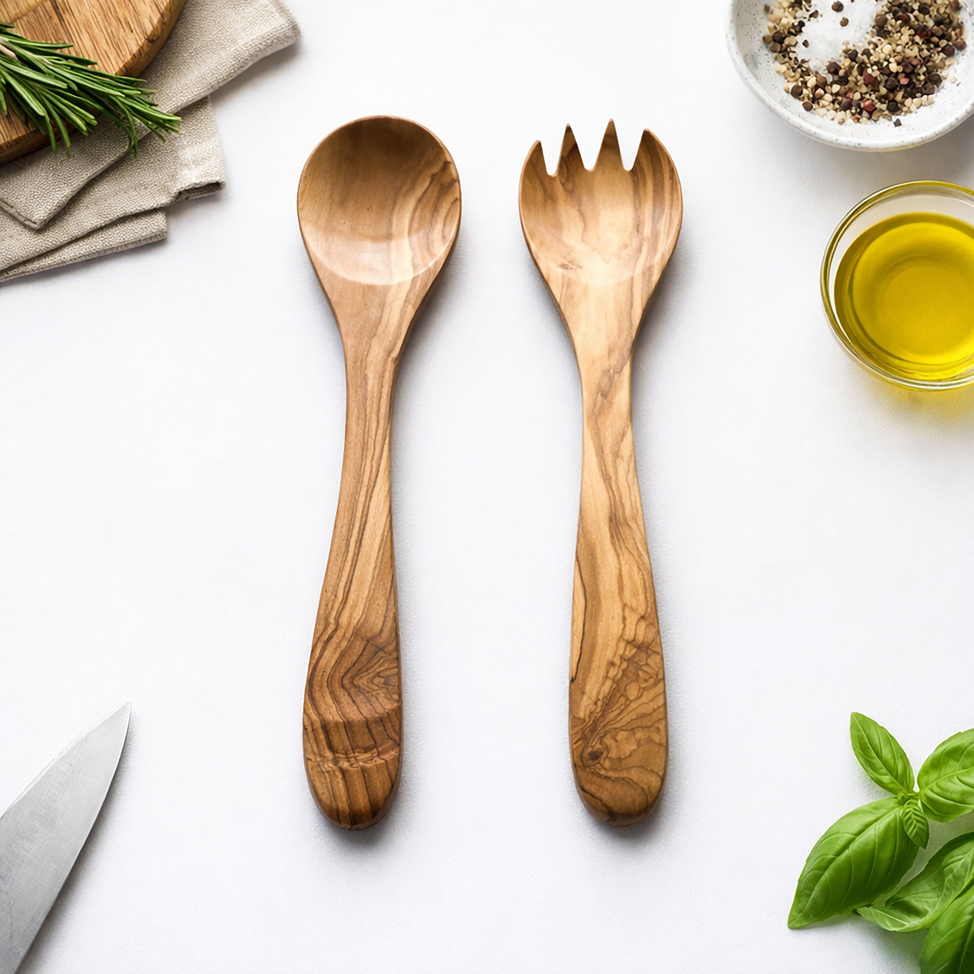 Traditional Olive Wood Wooden Salad Servers