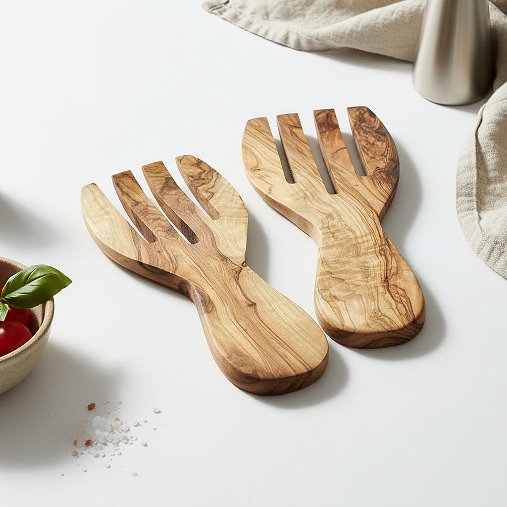 Olive Wood Pasta & Salad Hands