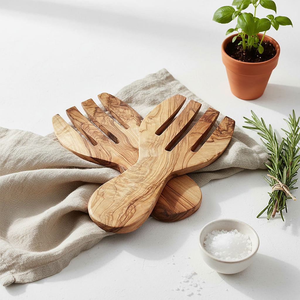 Olive Wood Pasta & Salad Hands