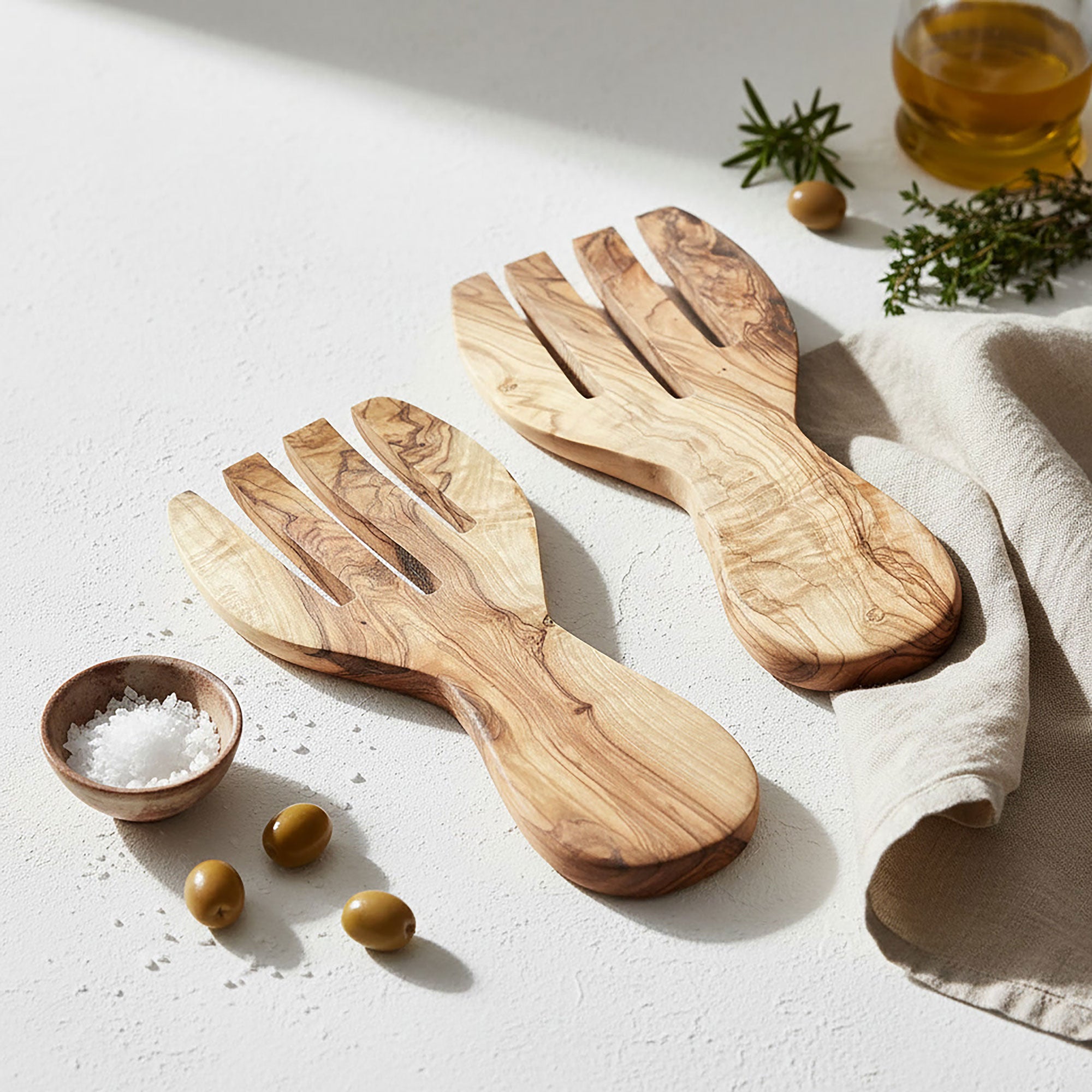 Olive Wood Pasta & Salad Hands
