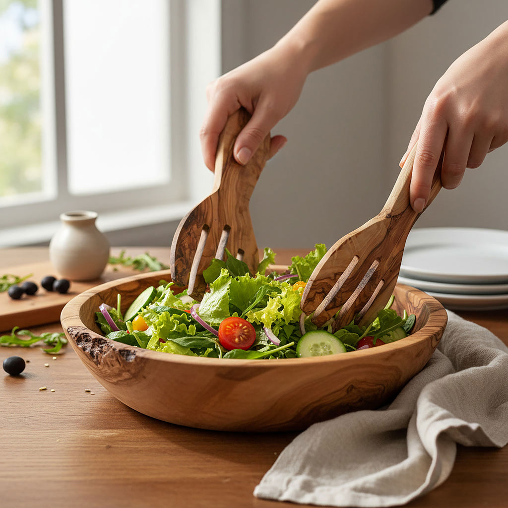 Olive Wood Pasta & Salad Hands