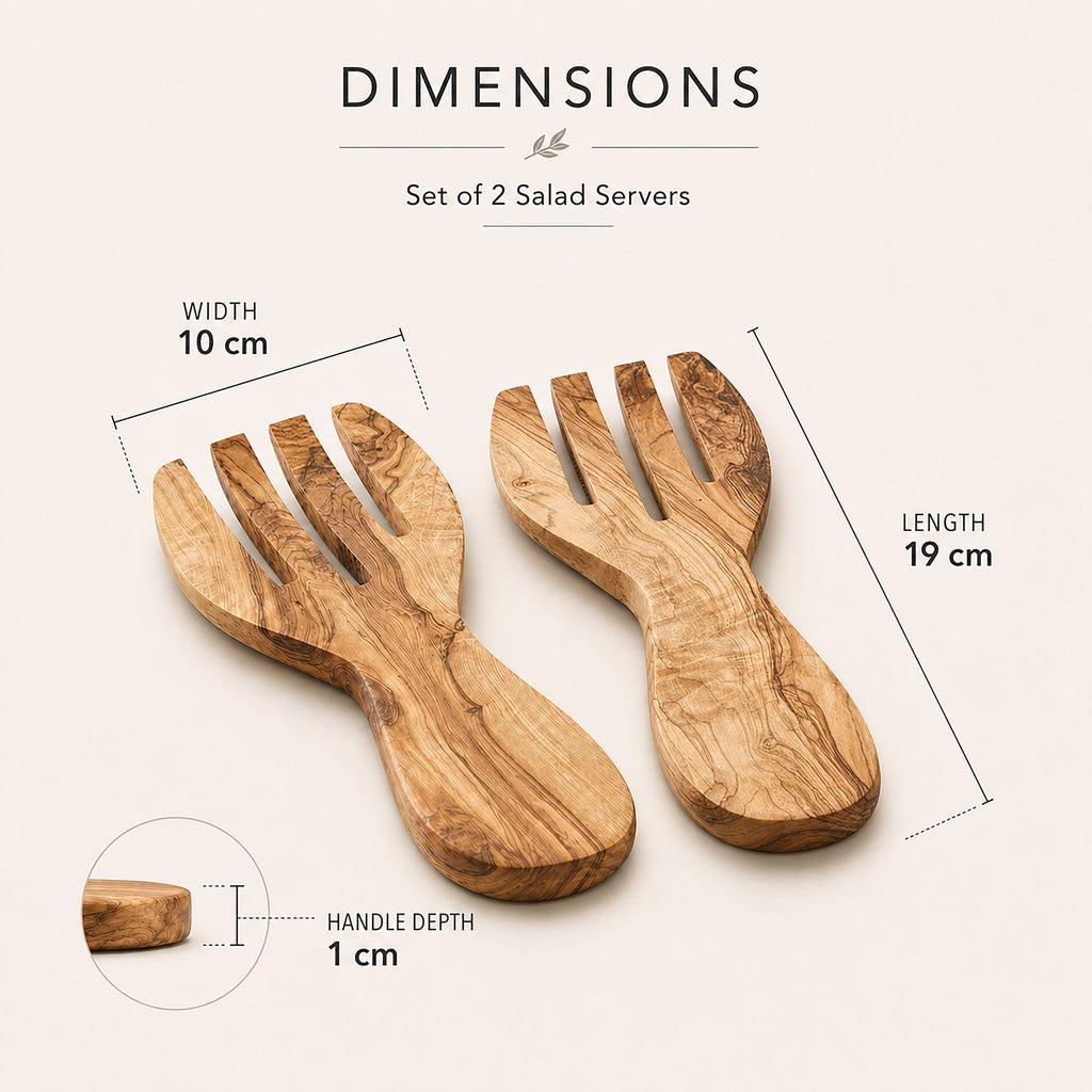 Olive Wood Pasta & Salad Hands