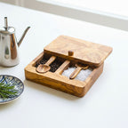 Handcrafted Olive Wood Pot with Magnetic Lid and Integrated Spoon
