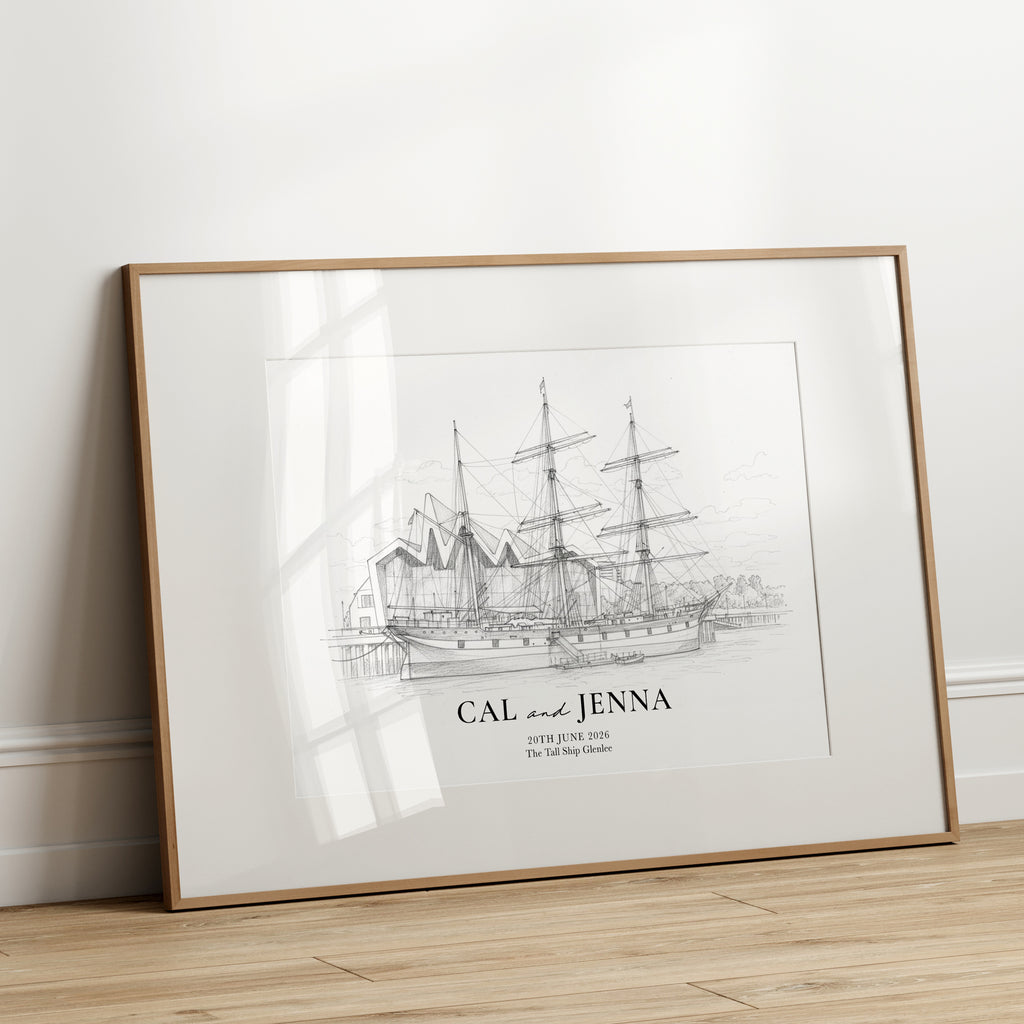Personalised Fine Line Pencil Sketch Venue Print