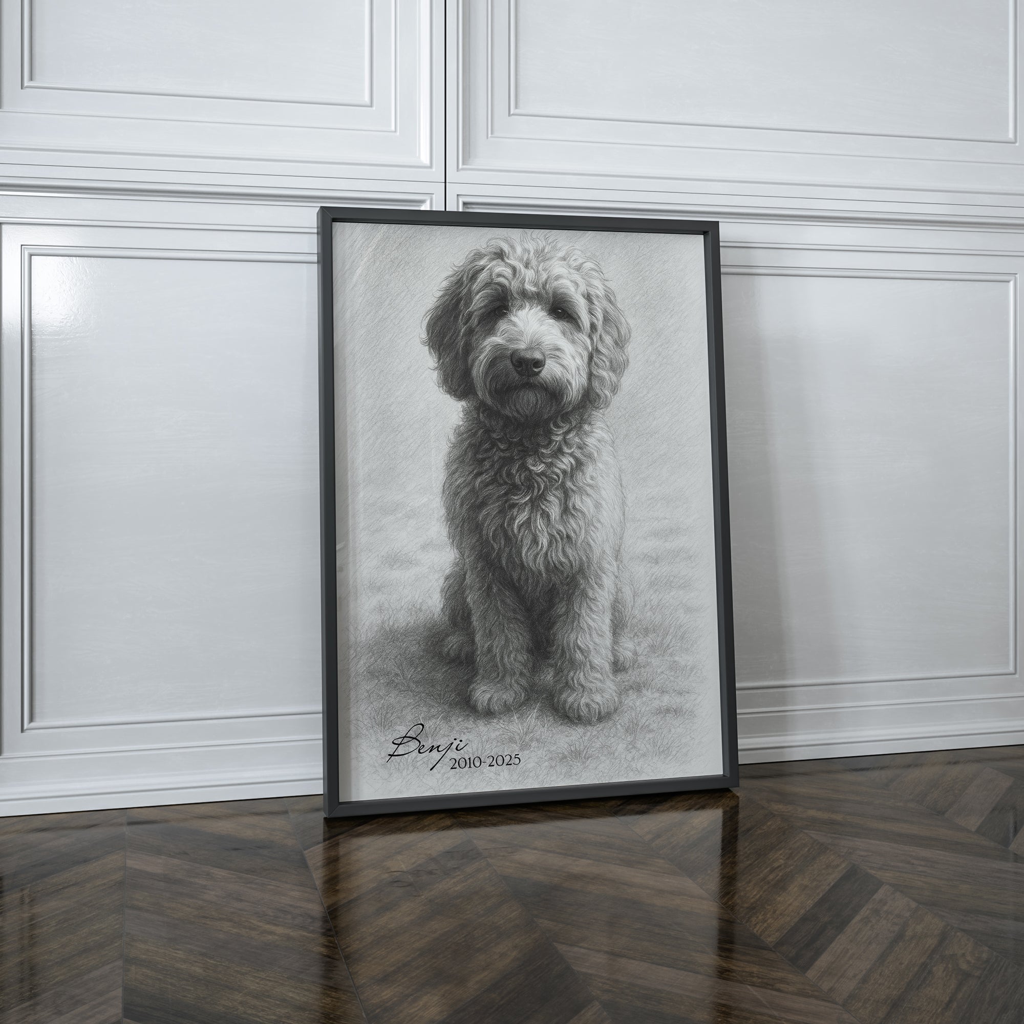Personalised Black & White Pencil Sketch Dog and Pet Print