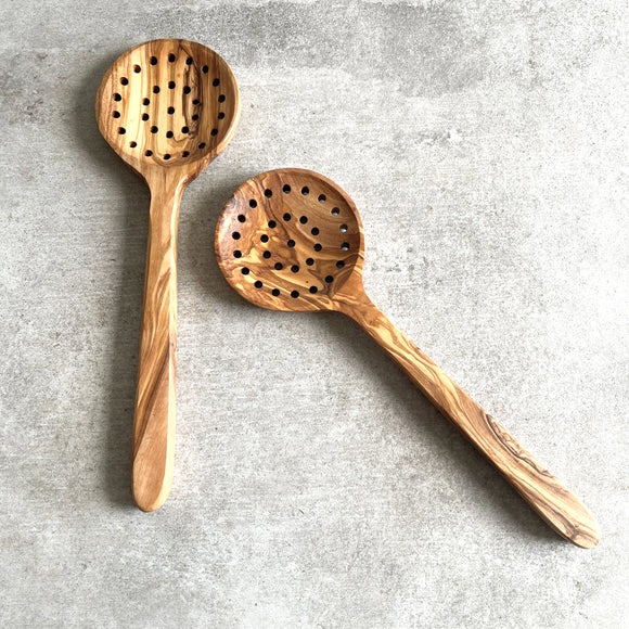 Solid Olive Wood Slotted Spoon
