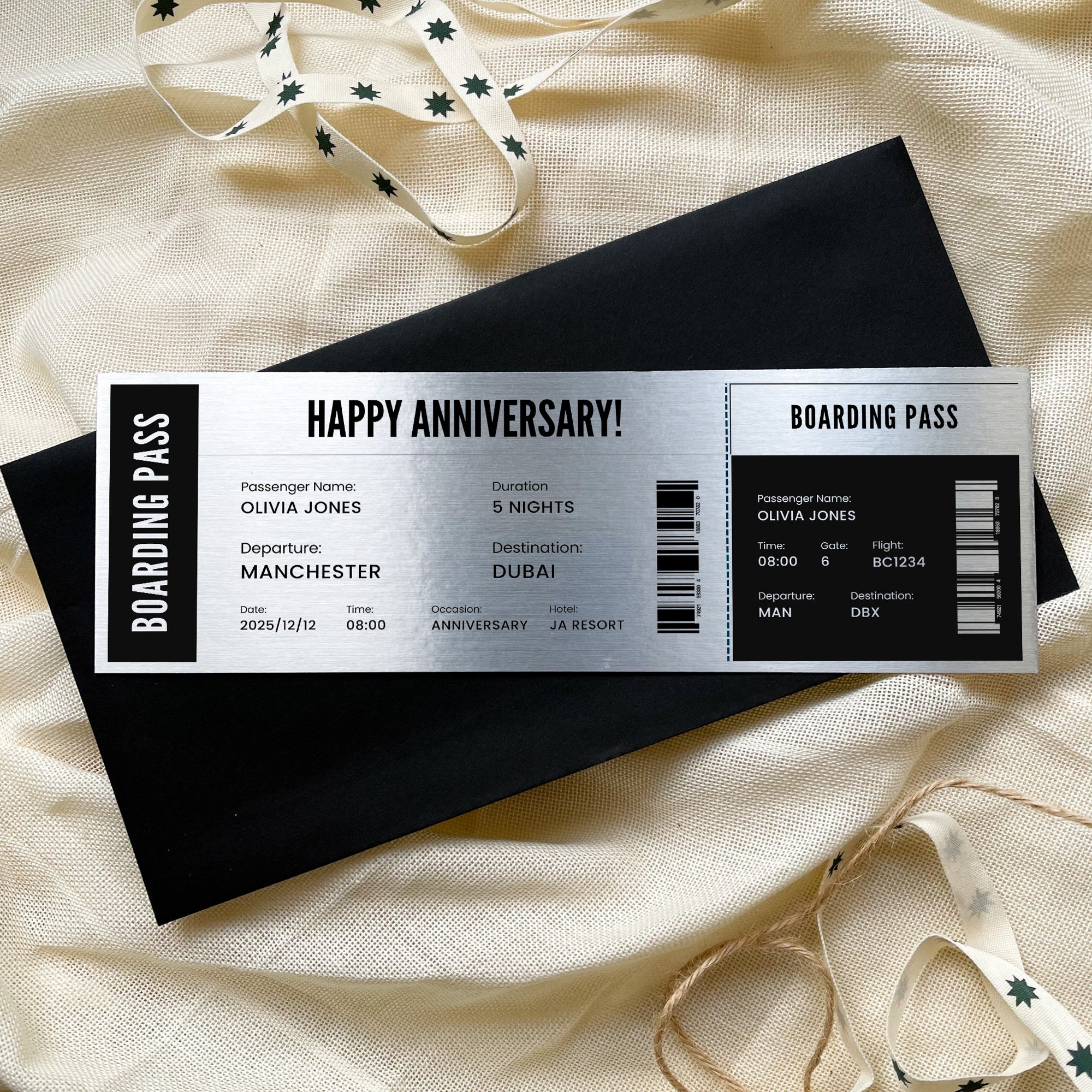 Personalised Travel Boarding Pass Ticket