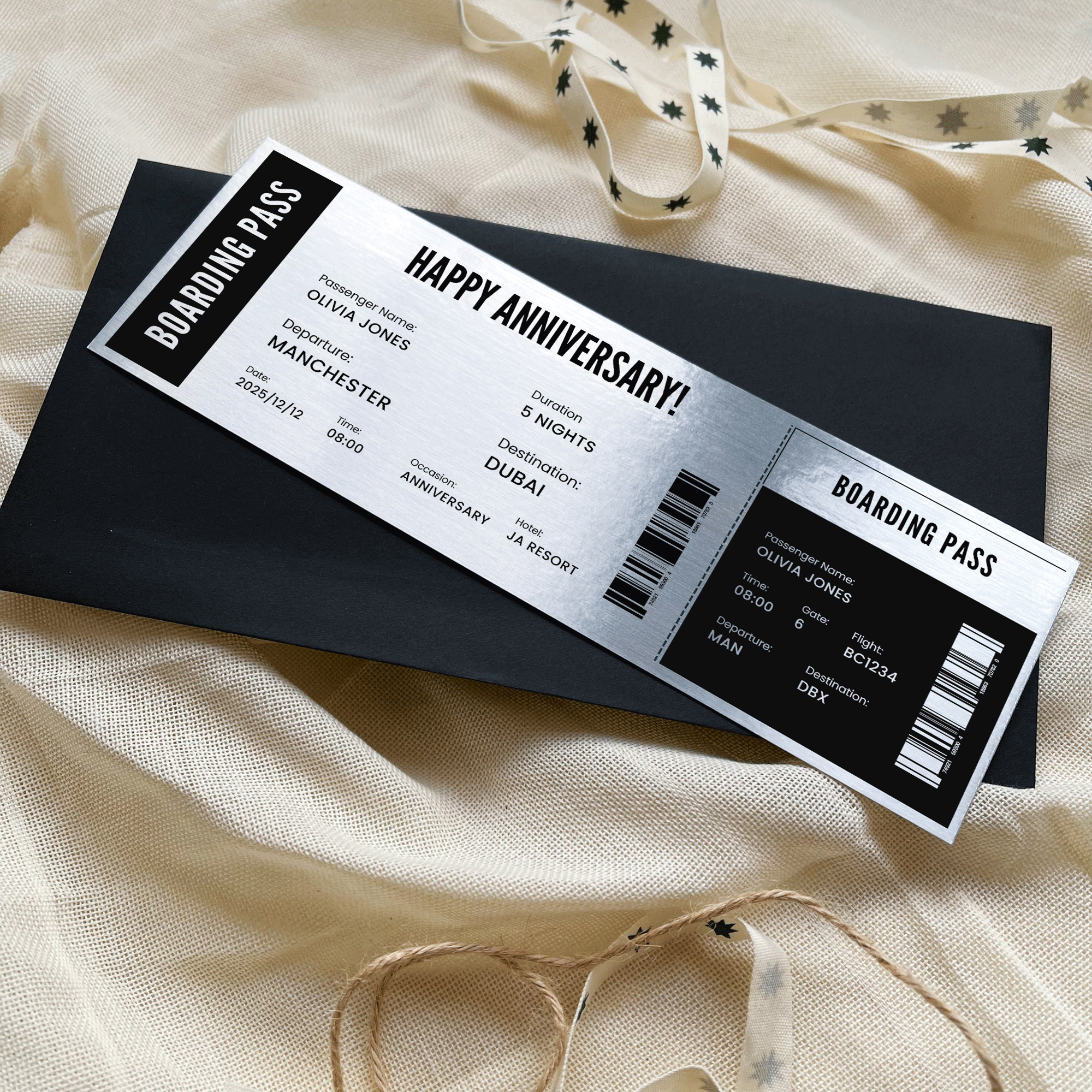 Personalised Travel Boarding Pass Ticket
