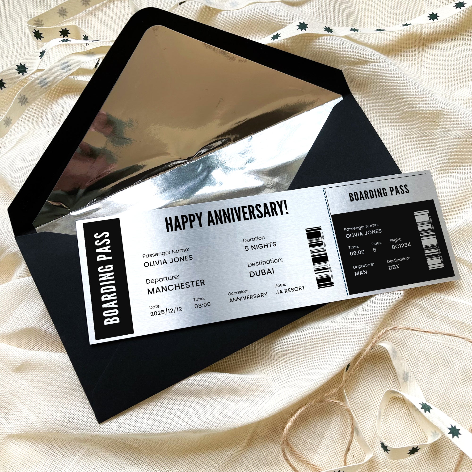 Personalised Travel Boarding Pass Ticket