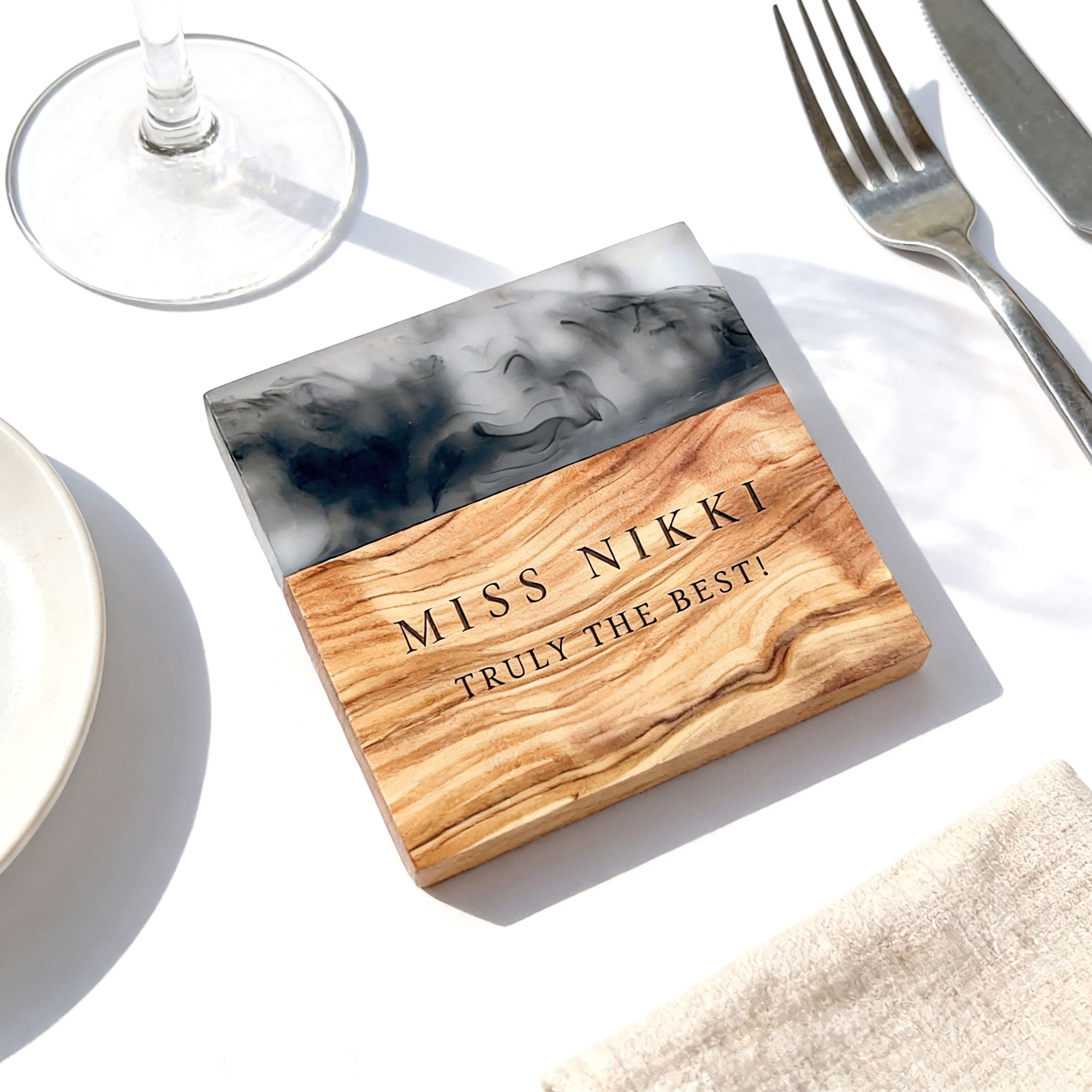 Personalised Olive Wood Drinks Coaster