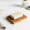 Natural Olive Wood Geometric Soap Dish/Holder