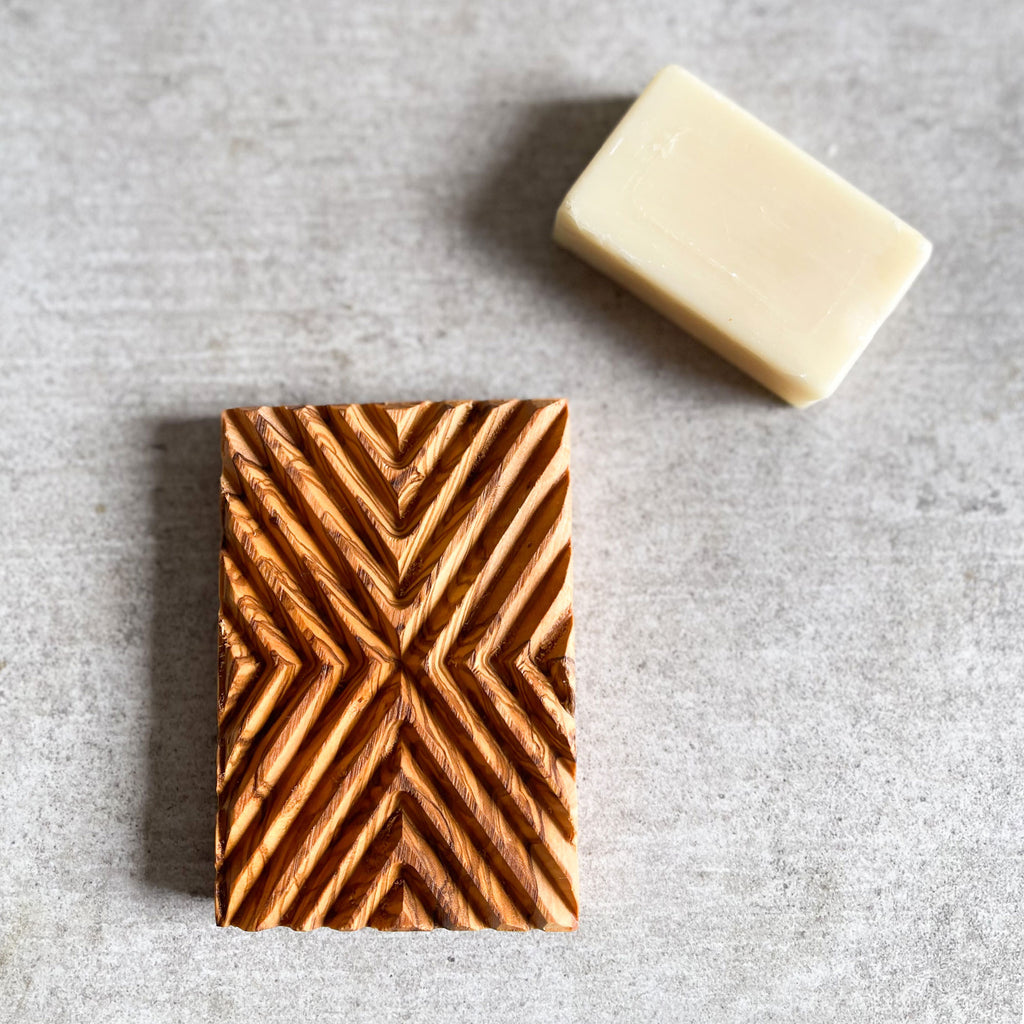 Natural Olive Wood Geometric Soap Dish/Holder