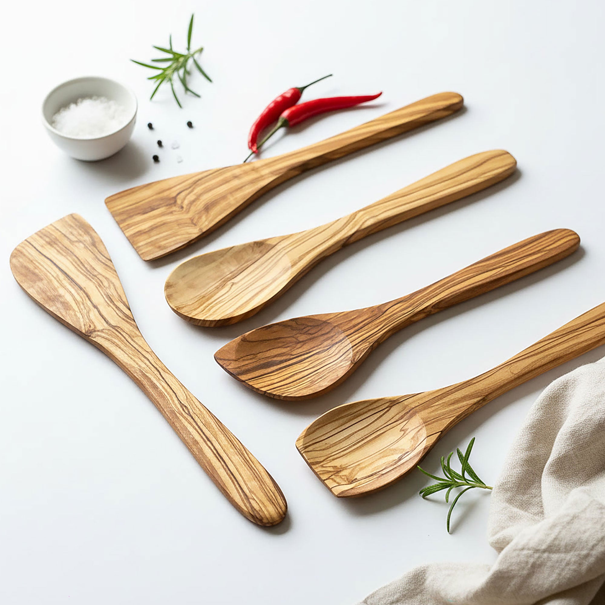 Olive Wood 5 Piece Kitchen Spatula/Spoon Set