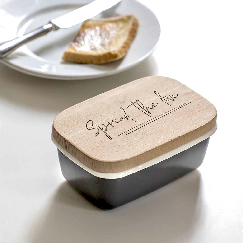 Engraved Enamel Butter Dish - "Spread the love"
