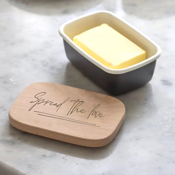 Engraved Enamel Butter Dish - 