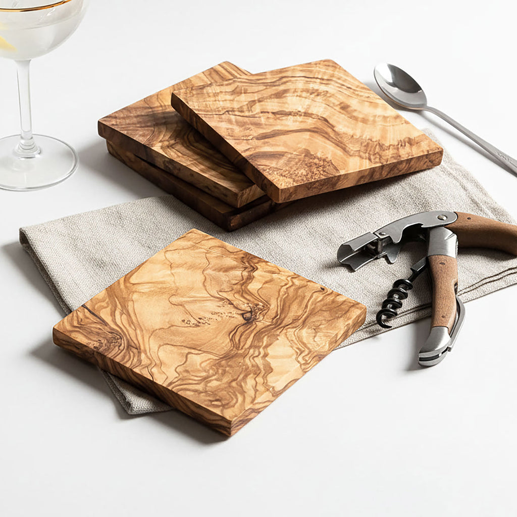 Italian made Olive Wood Drinks Coasters