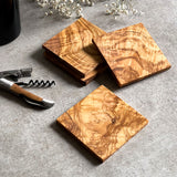 Italian Olive Wood Round Drinks Coasters