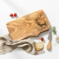 Rustic Olive Wood Stag/Deer Engraved Cheese Board